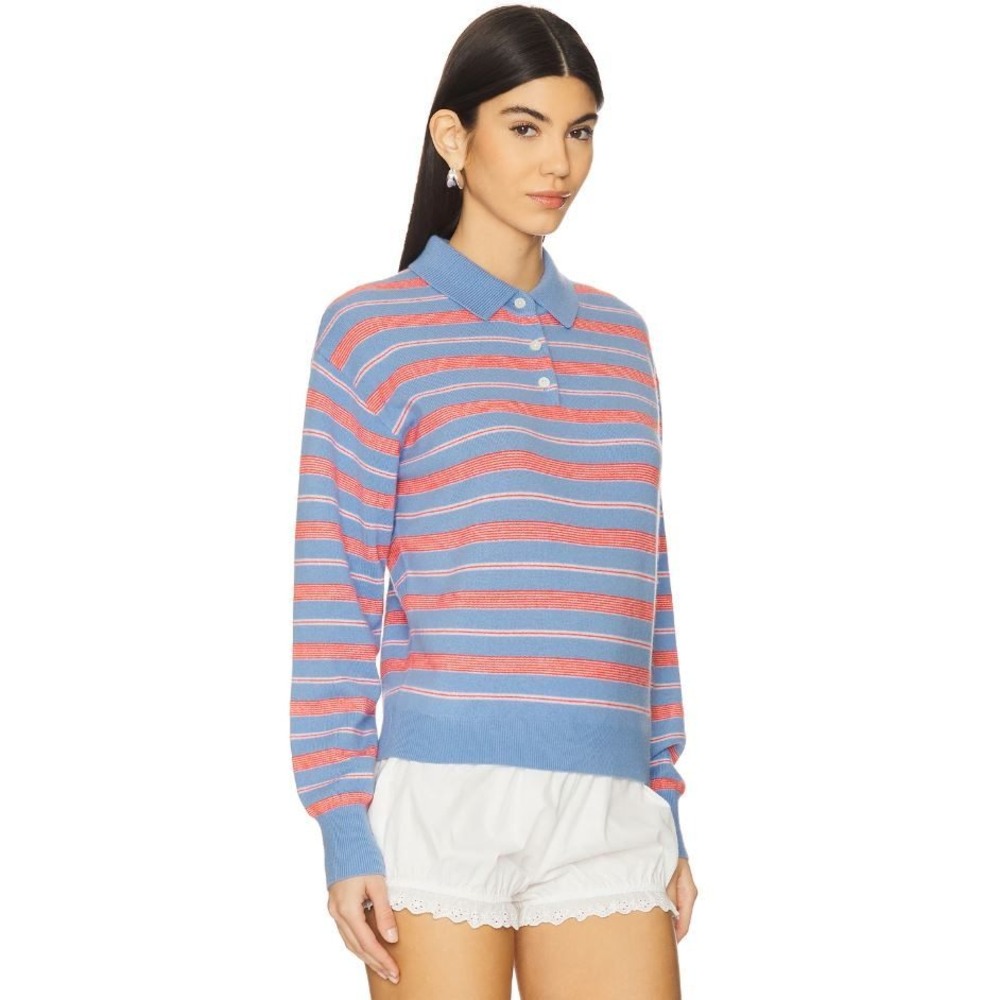 Guest in Residence Collegiate Stripe Polo Cashmere Sweater SMALL NWT - Picture 2 of 11